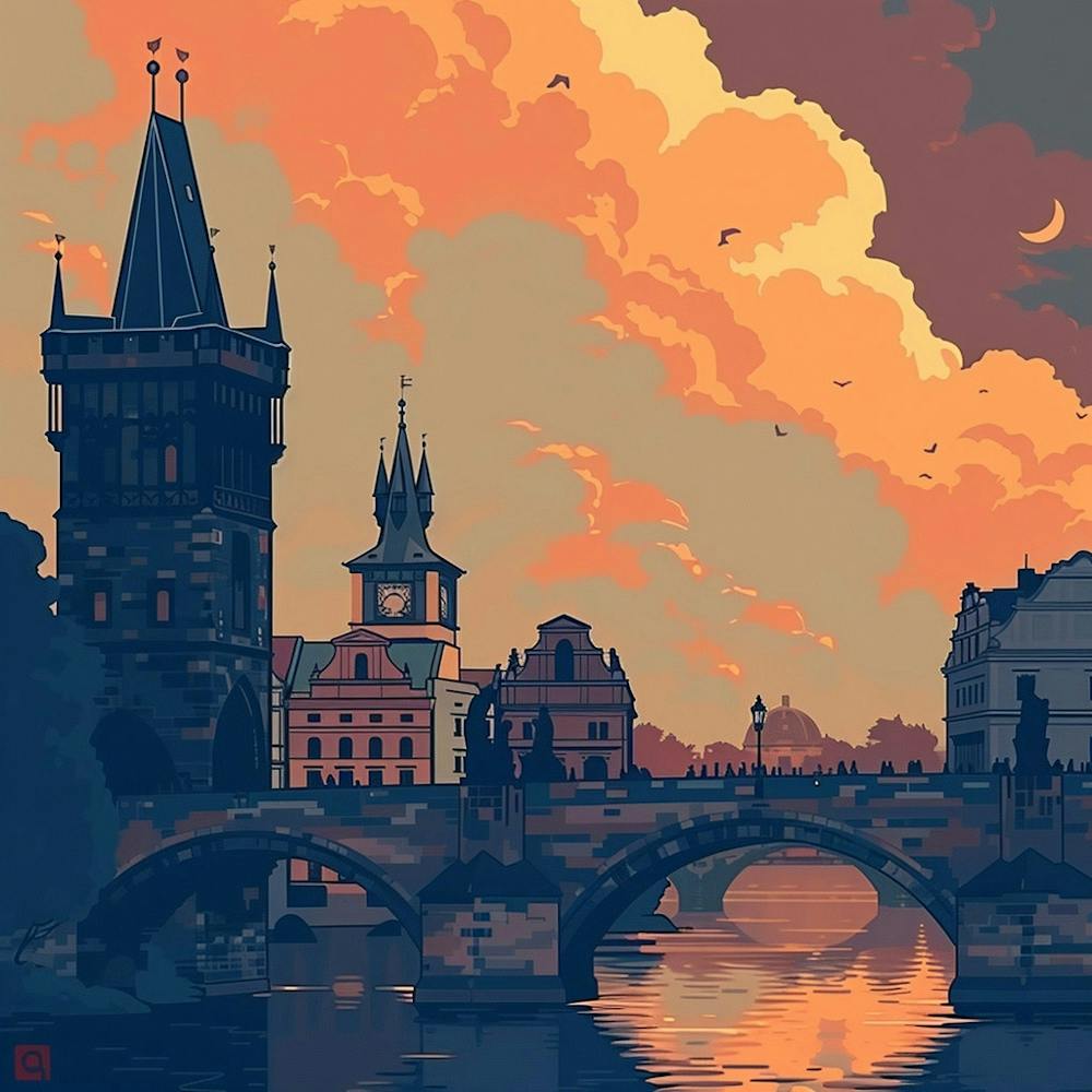 A Prague With Charles Bridge Lofi Illustration 1720467760 2