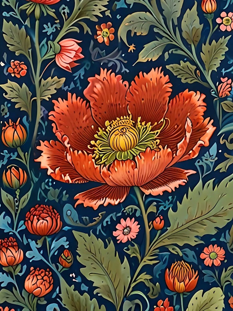 William Morris Russian Floral Painting