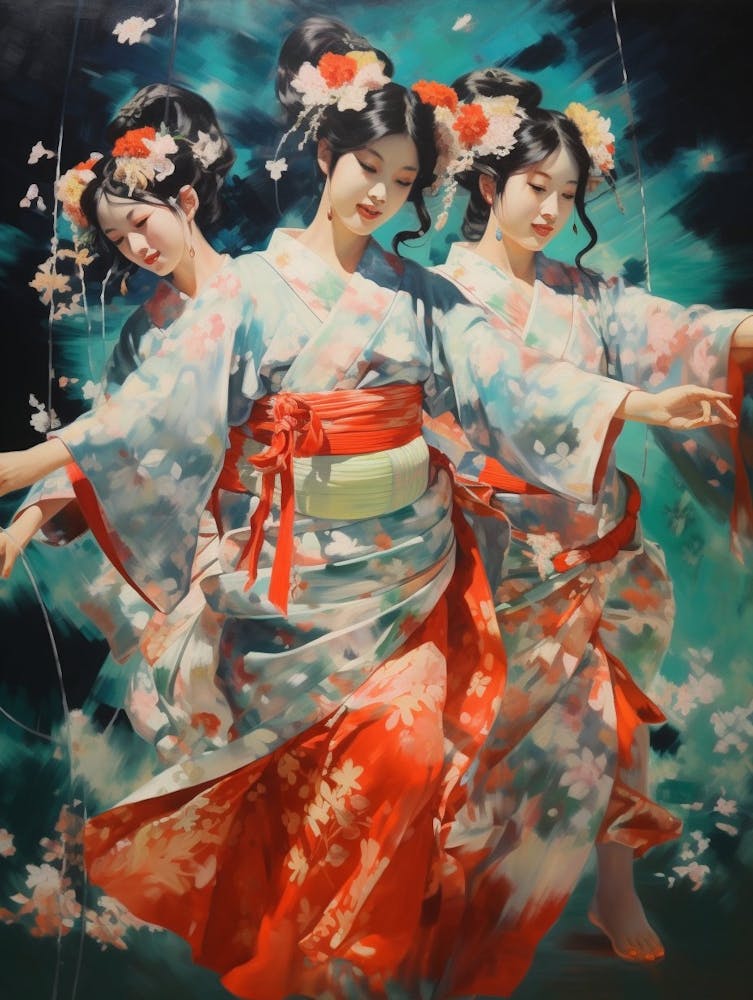 Awa Odori Dance Japanese Traditional Illustration 3
