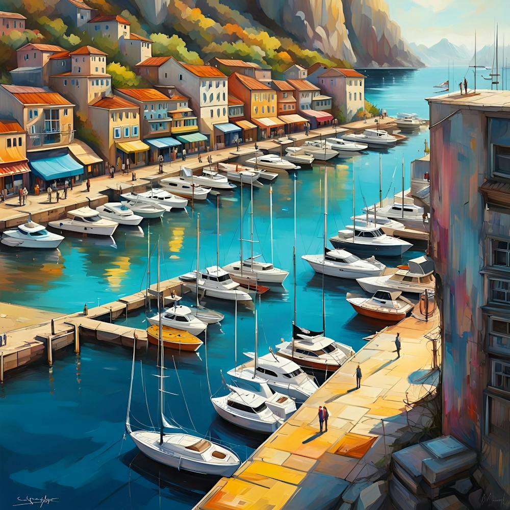 Seaside Harbor Majesty Among Yachts And Cliffs