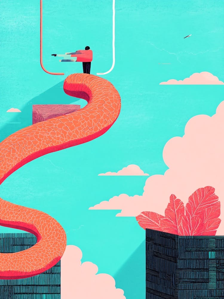 Illustration Of A Man On A Ladder