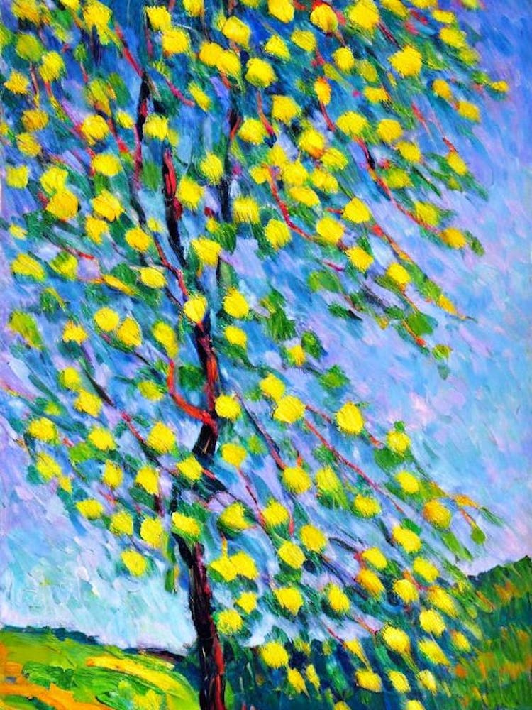 White Willow tree Abstract Block Colour