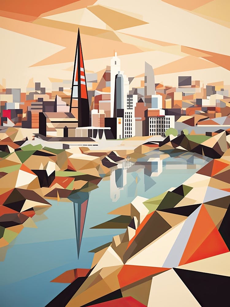 Frankfurt, Germany, Geometric Illustration 3