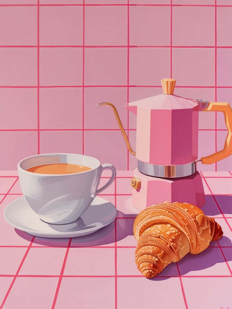 Pink Breakfast Food Moka Coffee 4
