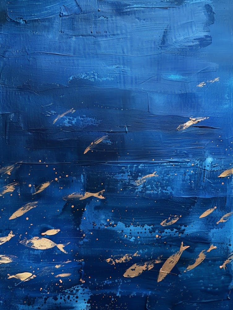 Gold Fish In Blue Water