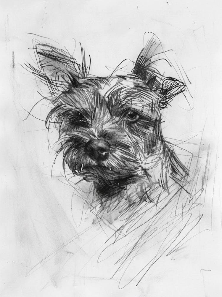Australian Terrier Dog Charcoal Line 1