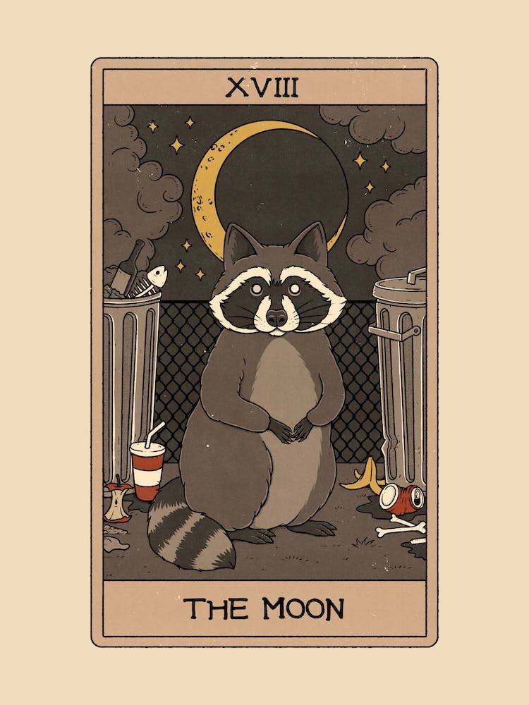 The Moon   Raccoons Tarot