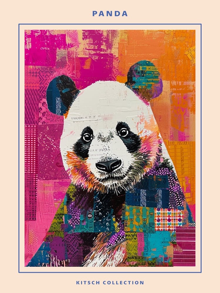 Kitsch Panda Collage 3 Poster