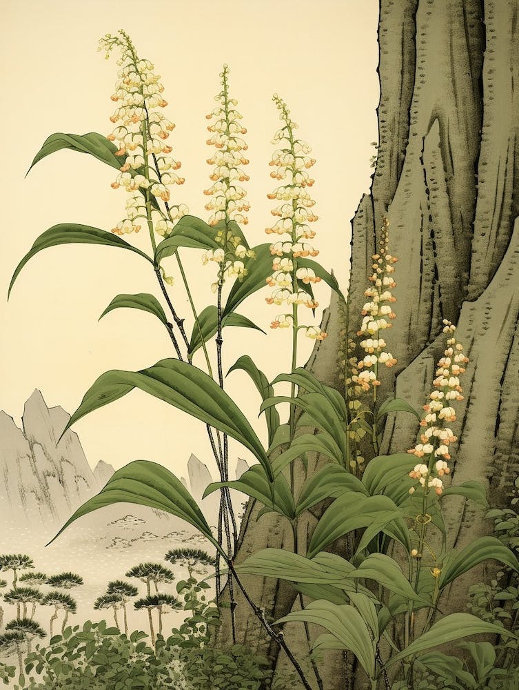 Suzuran Lily Of The Valley 3 Japanese Botanical Illustration