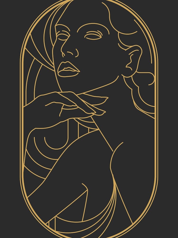 Art Deco Woman 2 Minimalist Black & Gold
