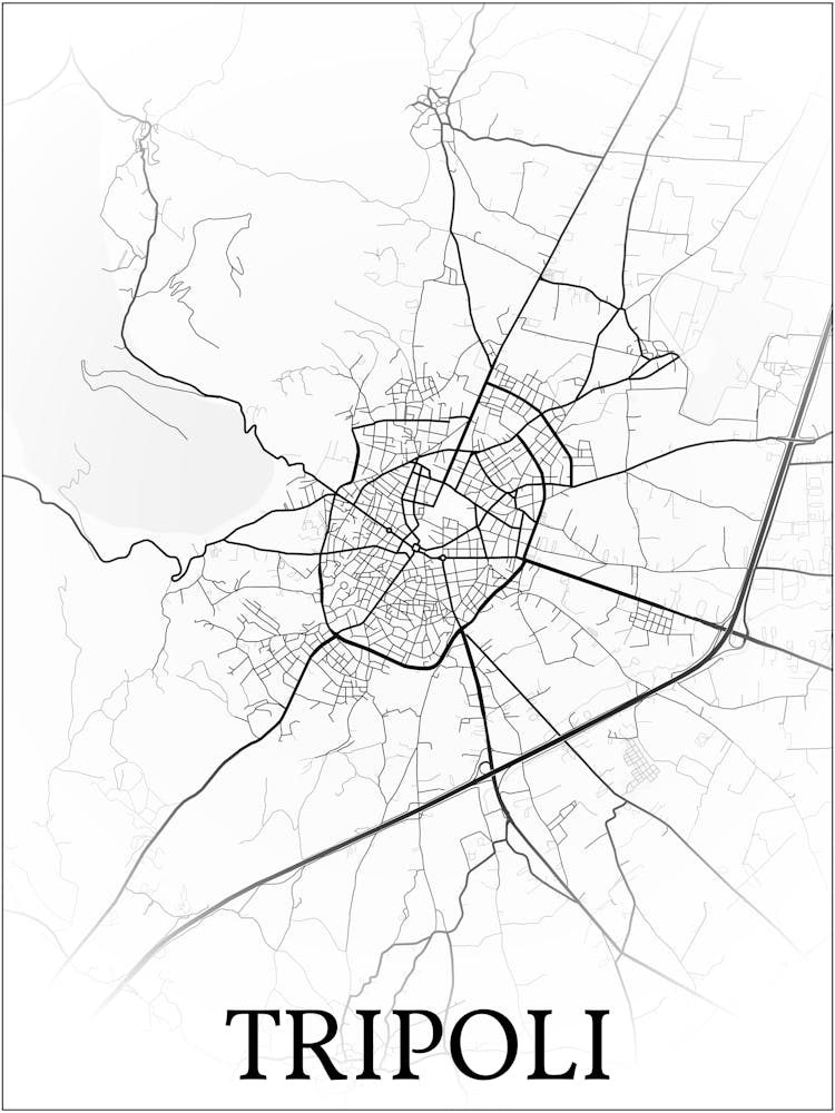 Tripoli, Peloponnese, Greece, City Map, Black And White Fade Design