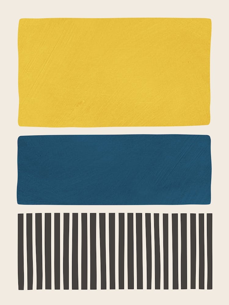 Yellow Navy Blue Black Bold Lines