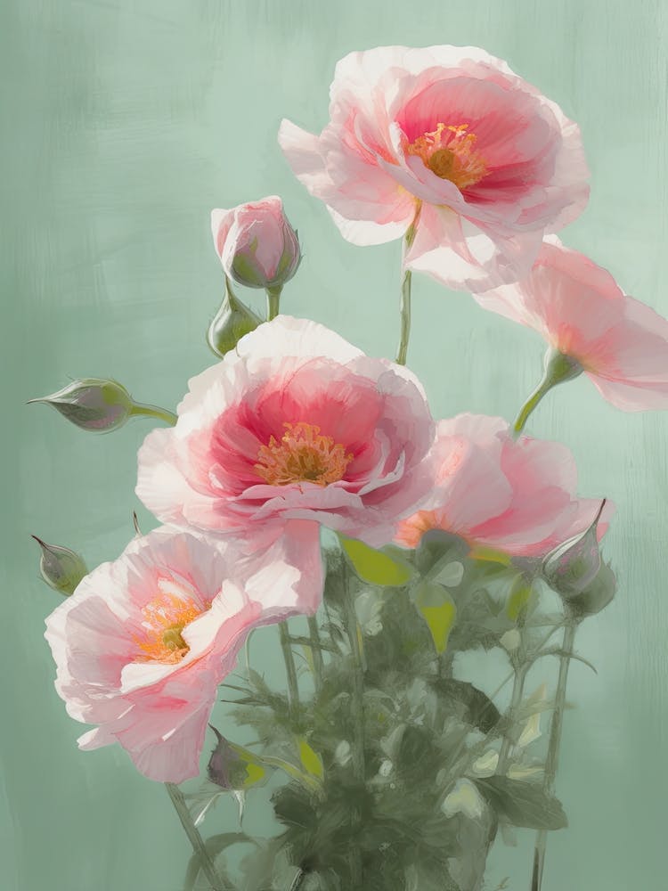 Roses Flowers Acrylic Painting In Pastel Colours 15