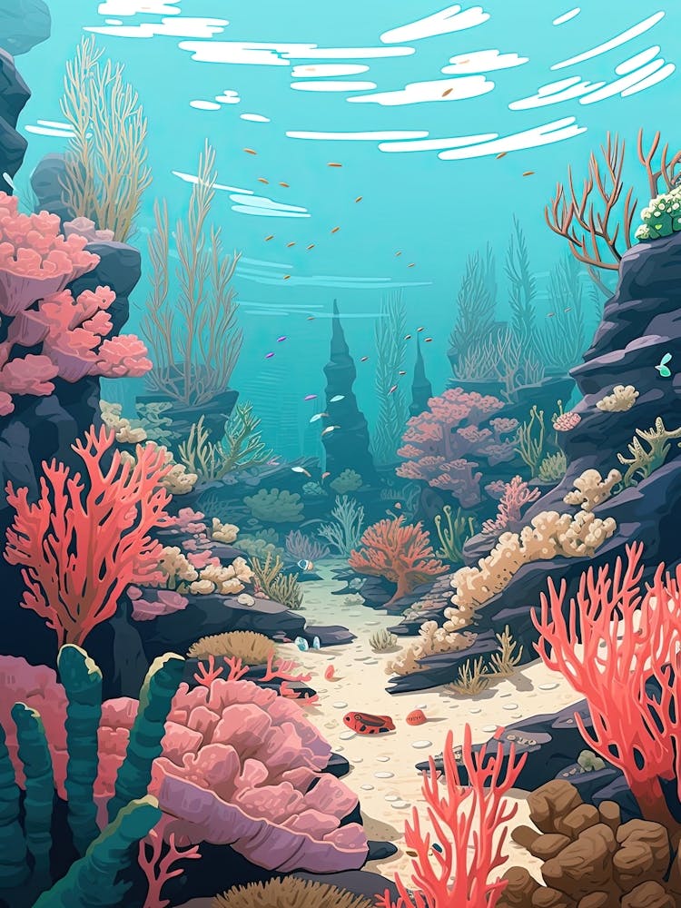 Great Barrier Reef, Australia, Graphic Illustration 4