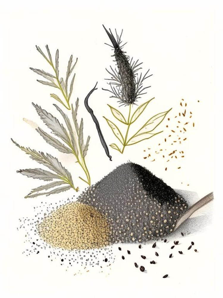 Black Sesame Spices And Herbs Pencil Illustration 1