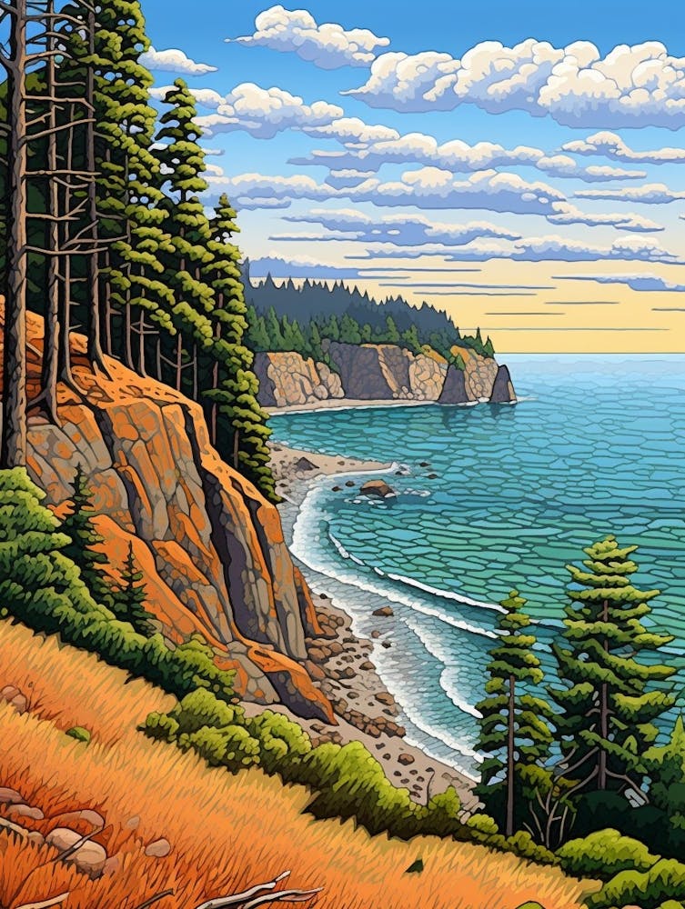 Deception Pass State Park Retro Pop Art 7