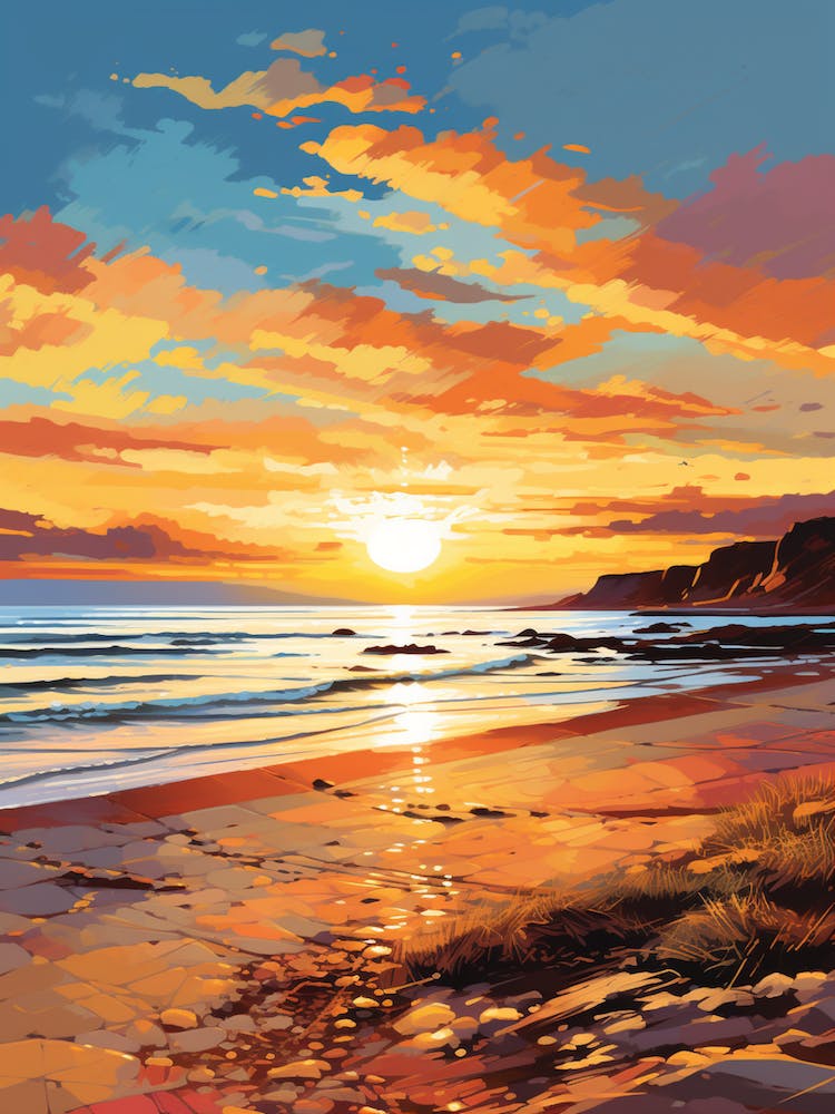 A Vibrant Painting Of Dornoch Beach Highlands Scotland 4