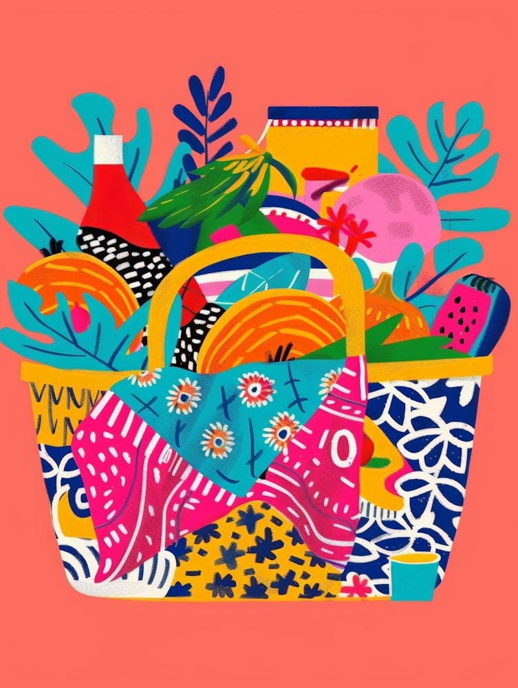 Basket Of Fruits And Vegetables