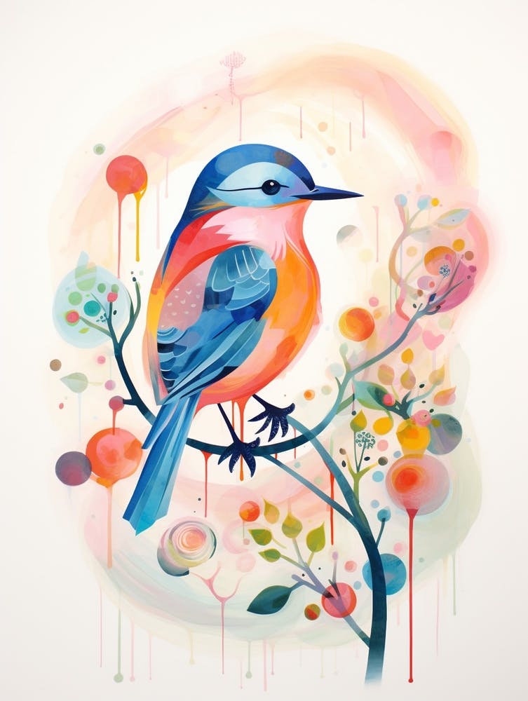 Peinture d'Oiseau Collage Merlebleu 3