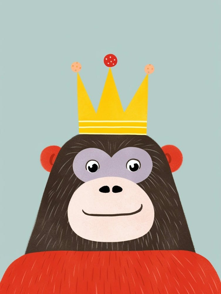 Little Gorilla 1 Wearing A Crown