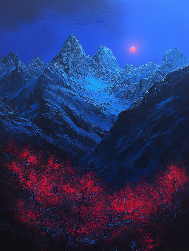 Red Trees At Night