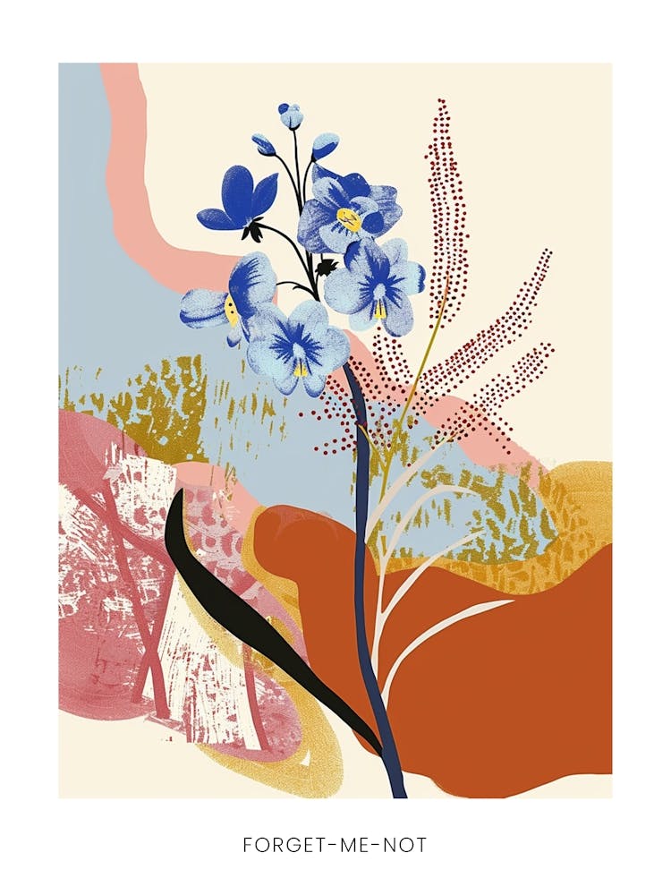 Affiche Illustration Fleur Colorée Myosotis 4