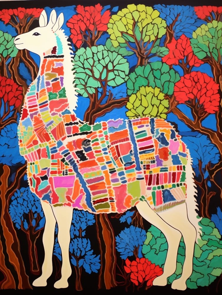 Maximalist Animal Painting Llama 2