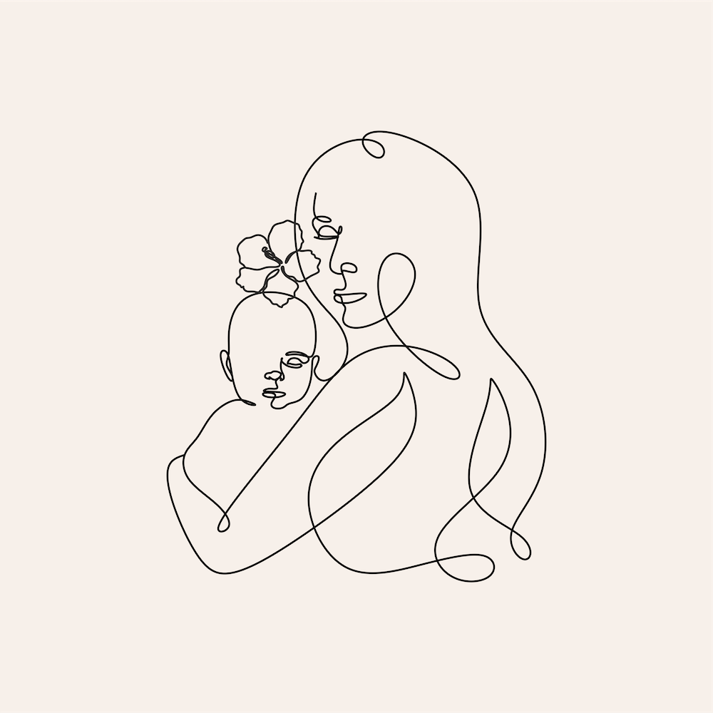 Mother and Baby Line drawing