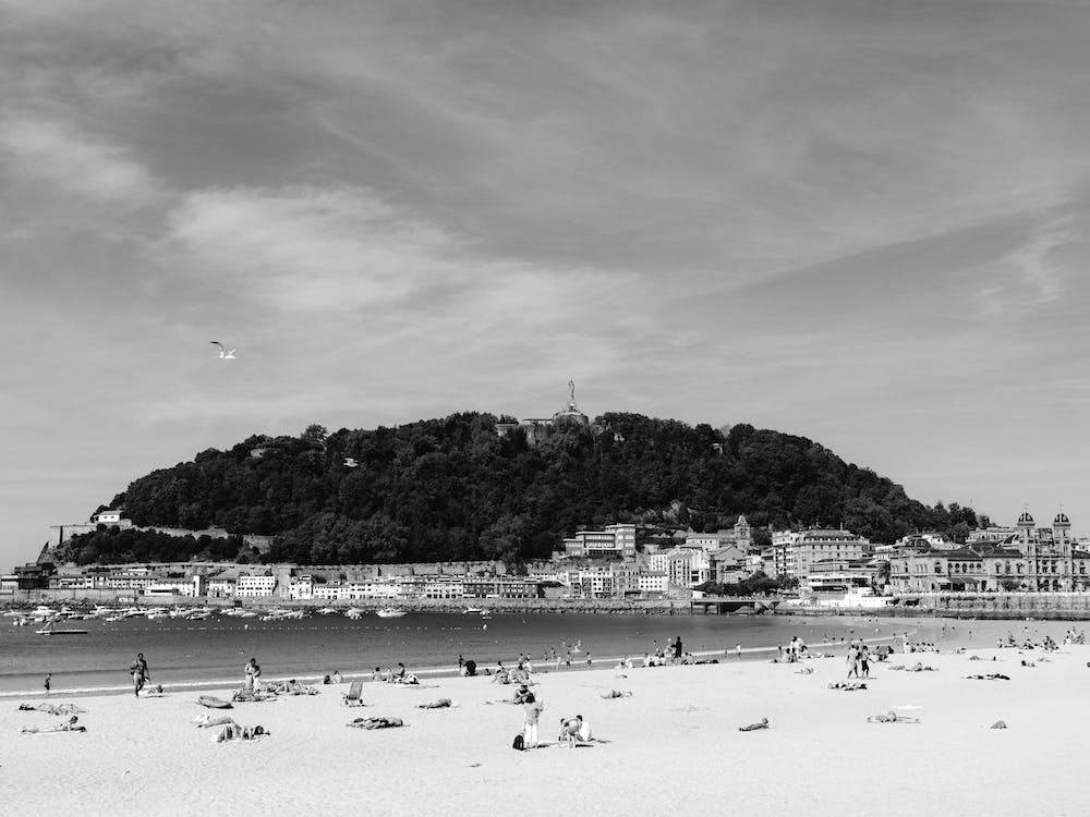 At The Beach, Black And White St Sebastian, Spain