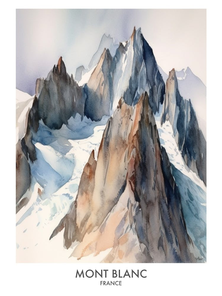 Mont Blanc France Watercolour Travel Poster 2