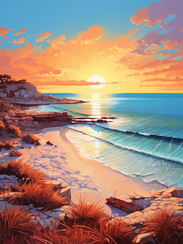 A Vibrant Painting Of Dunsborough Beach Australia 3