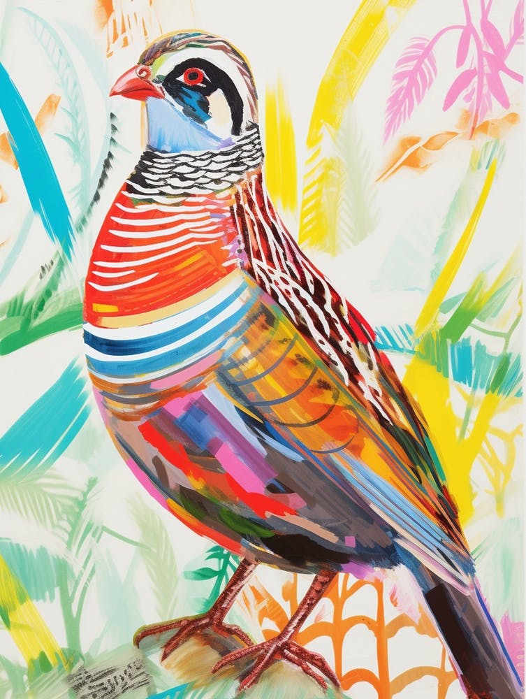 Farbenfrohes Vogel-Gemälde Rebhuhn 1