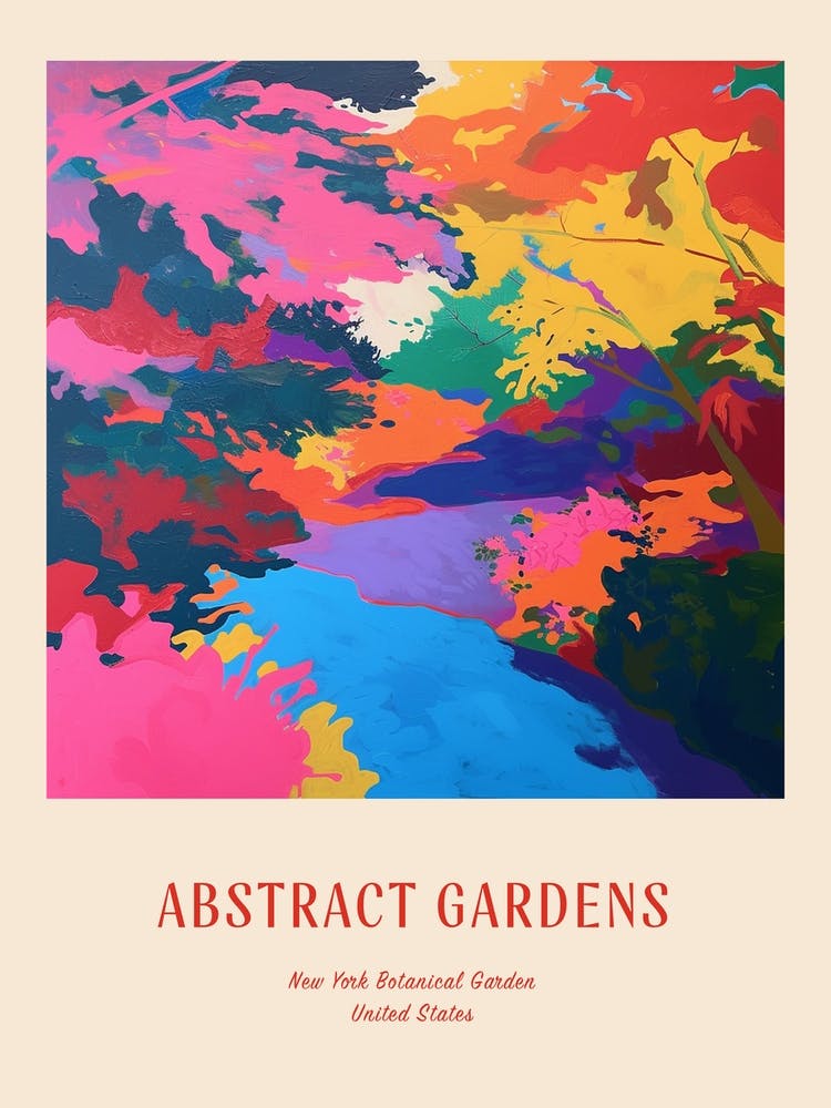 Colourful Gardens New York Botanical Garden Usa 1 Red Poster
