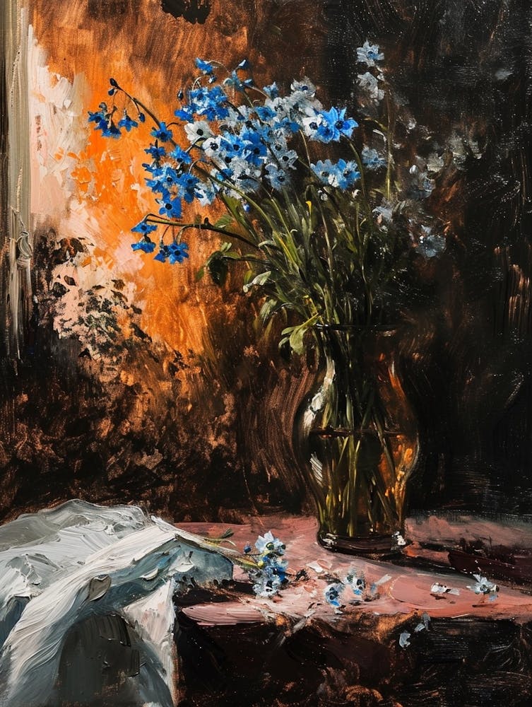 Baroque Floral Still Life Forget Me Nots 7