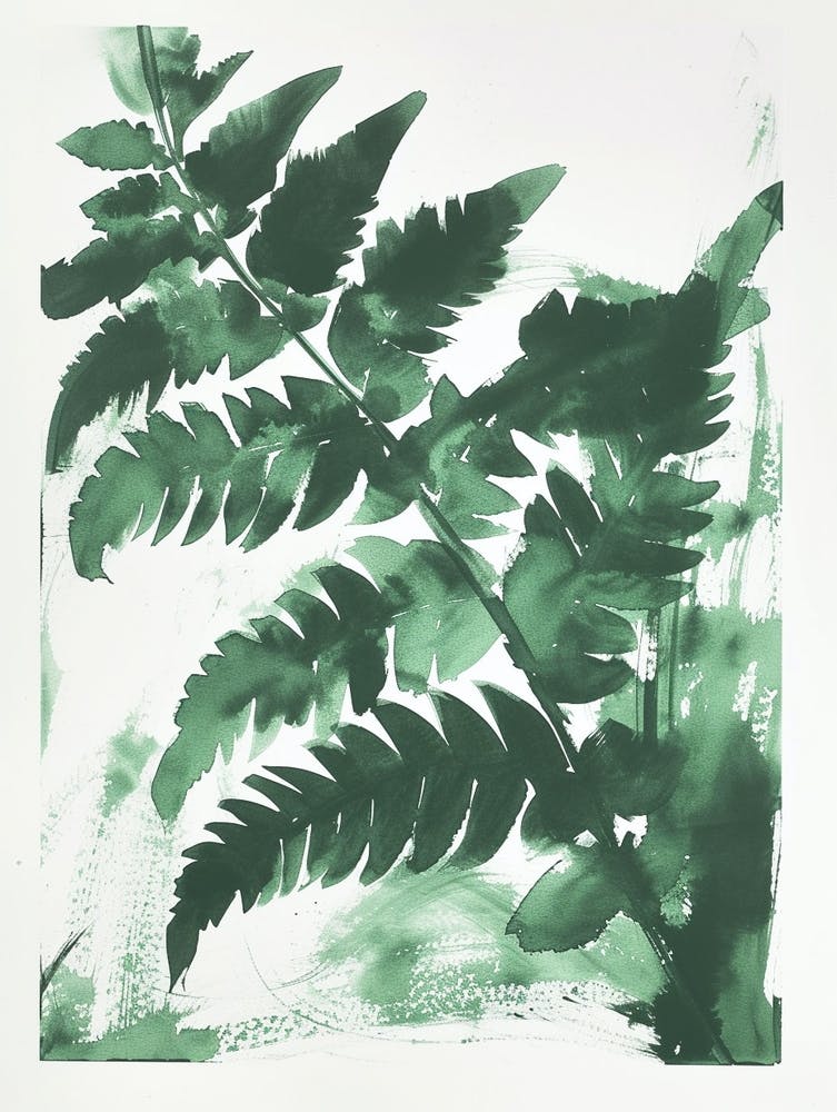 Green Ink Painting Of A Ribbon Fern 4