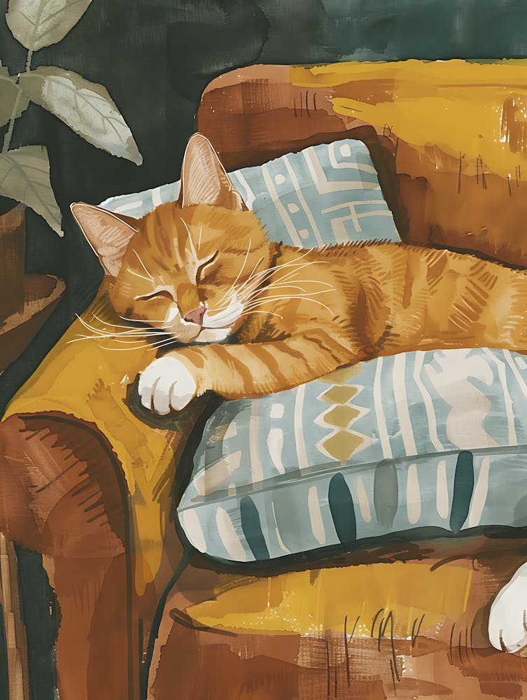 Cat Sleeping On The Couch 3
