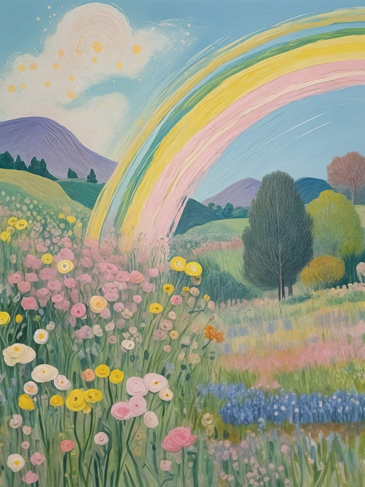 Rainbow And Flowers no3