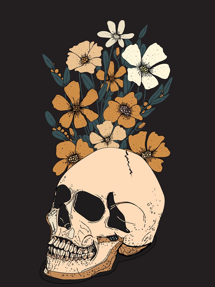 Skull With Flowers 1