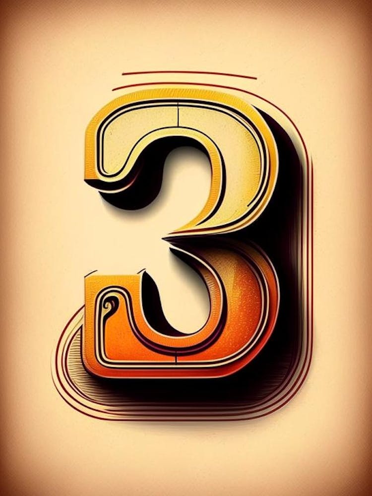 33, Number, Education Retro Drawing 1