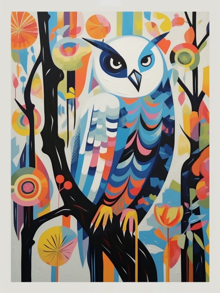Oiseau scandinave coloré Harfang des neiges 2