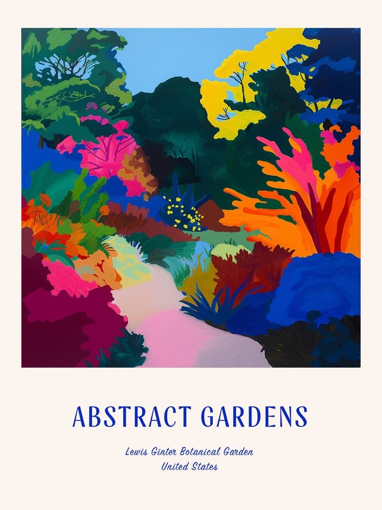Colourful Gardens Lewis Ginter Botanical Garden Usa 1 Blue Poster