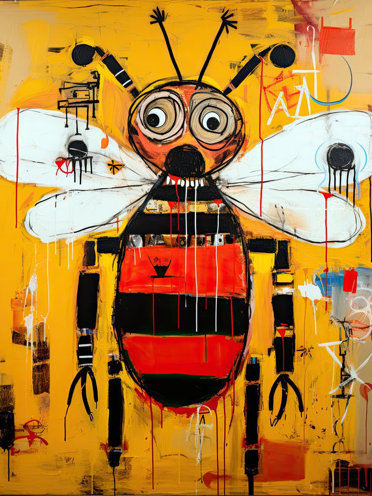 Bee Ballet: Neo-Expressionist Street Art Fusion
