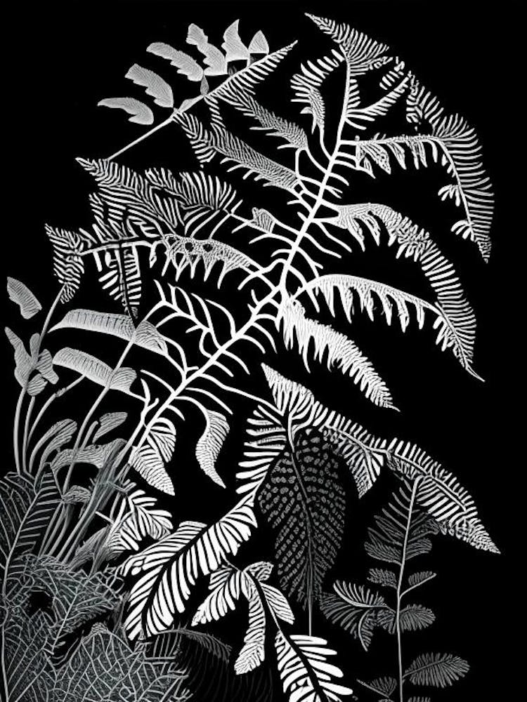 Linogravure de Fougère Adiantum