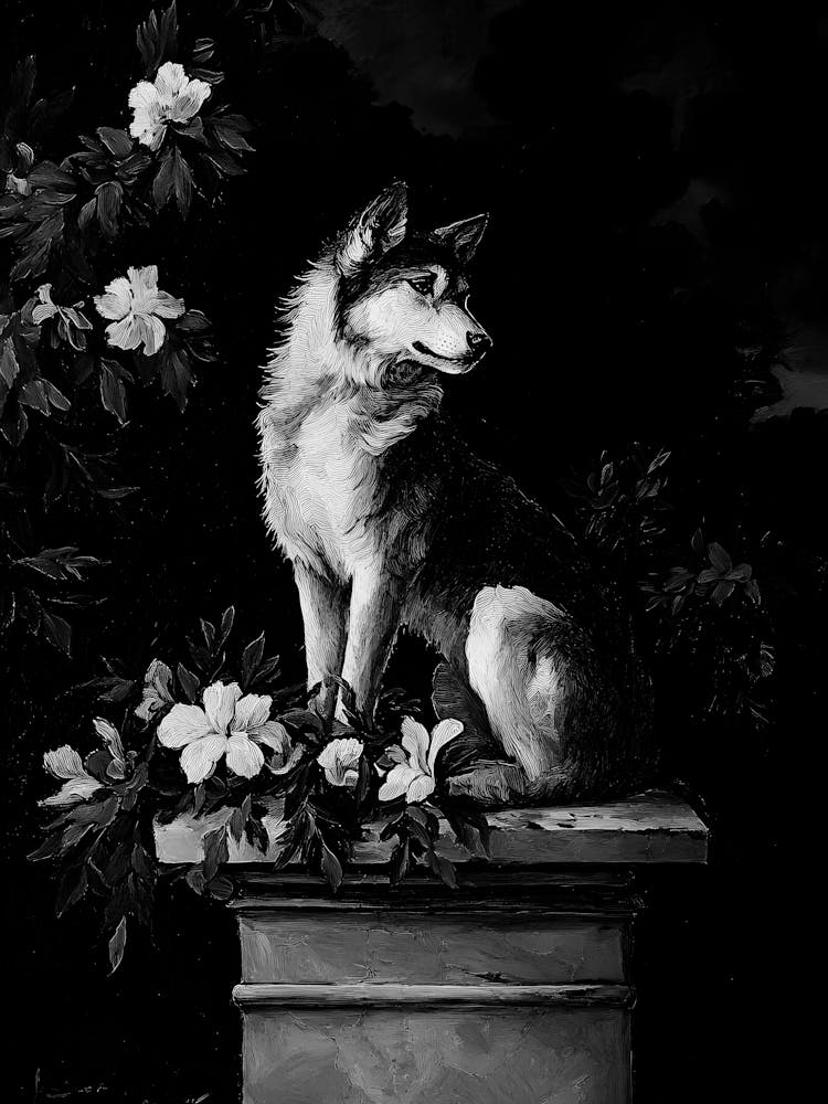 Wolf auf einem Podest