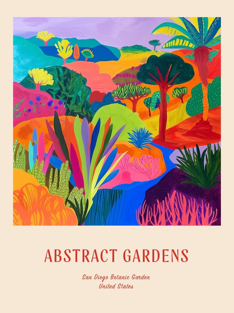 Colourful Gardens San Diego Botanic Garden Usa 1 Red Poster