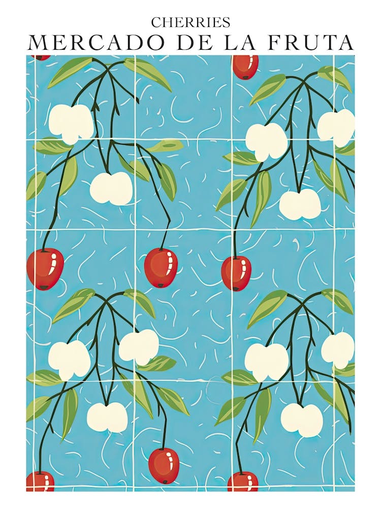 Mercado De La Fruta Cherries Illustration 2 Poster