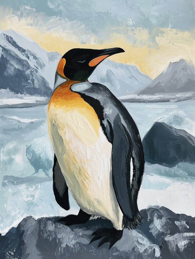 King Penguin Laurie Island Colour Block Painting 1
