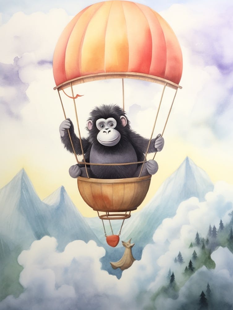 Baby Gorilla 4 In A Hot Air Balloon