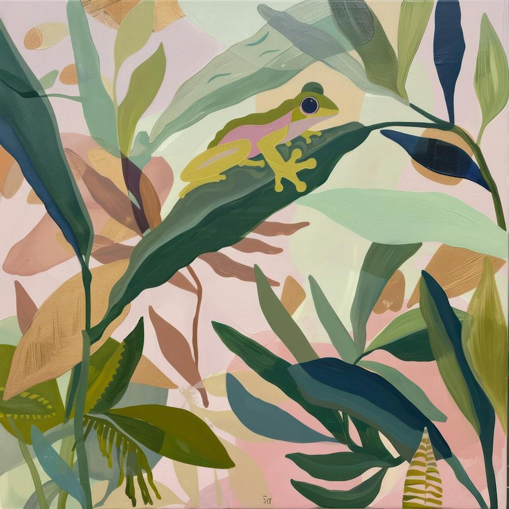 Tropical Frogs Pastel Illustration 3