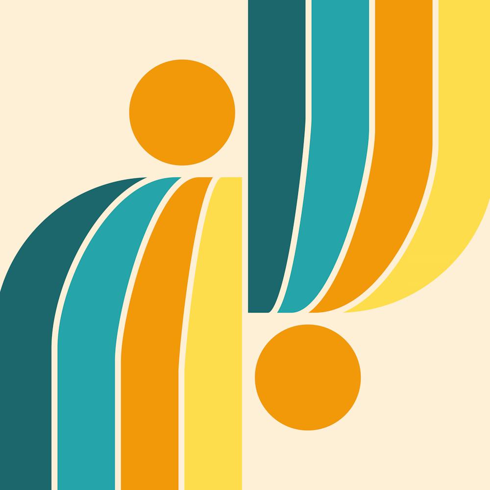 Arch Midcentury Modern Abstract Pattern Viix In Teal Orange 02